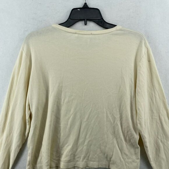 Coldwater Creek Long Sleeve Shirt Women Lg Beige Ivory Plain Cropped Round Neck - Picture 7 of 10